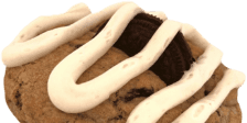 Cookies and cream cookie with white icing drizzle