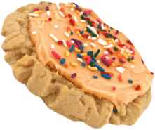 Frosted sugar cookie with rainbow sprinkles
