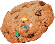 Monster cookie with chocolate chips and M&M's